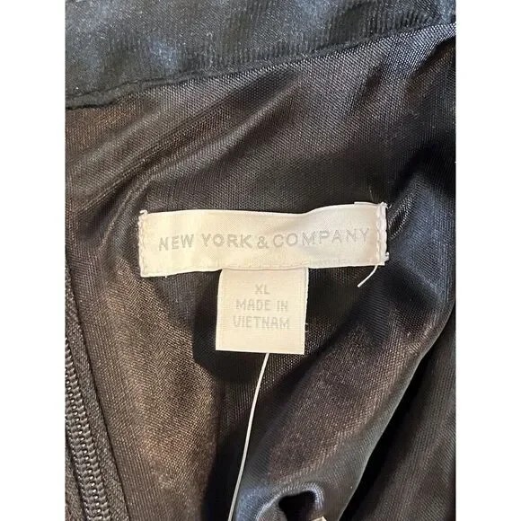 NEW YORK & COMPANY Black Lace Overlay Dress w/ Collar Size XLARGE Collared Lined - Picture 9 of 11